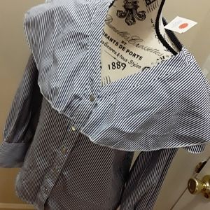 Blue and white striped top